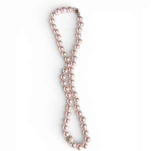 Vintage RMN pink faux pearl necklace w/silver accent bead Women’s jewelry